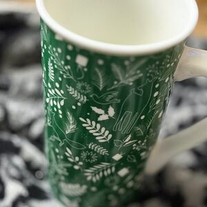 Starbucks Green Mug with White Christmas Nature Design